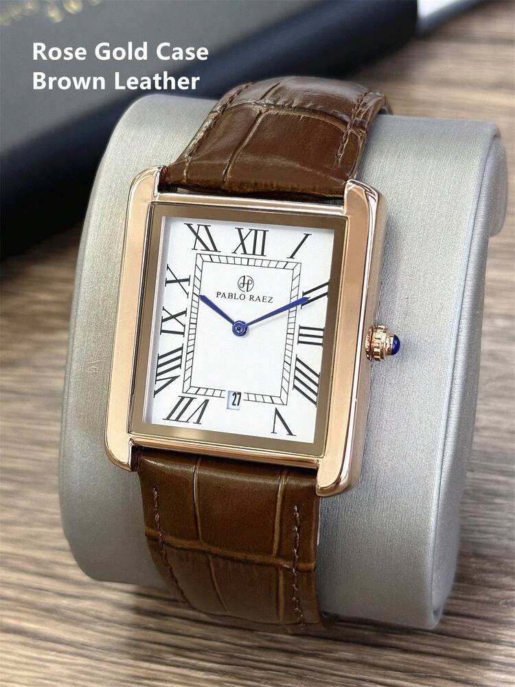 Elegant Business Square Quartz Timepiece with Calendar – Waterproof Fashion Gift for Him