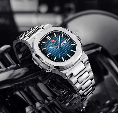 Power Luxury Stainless Steel Quartz Watch Waterproof 3ATM