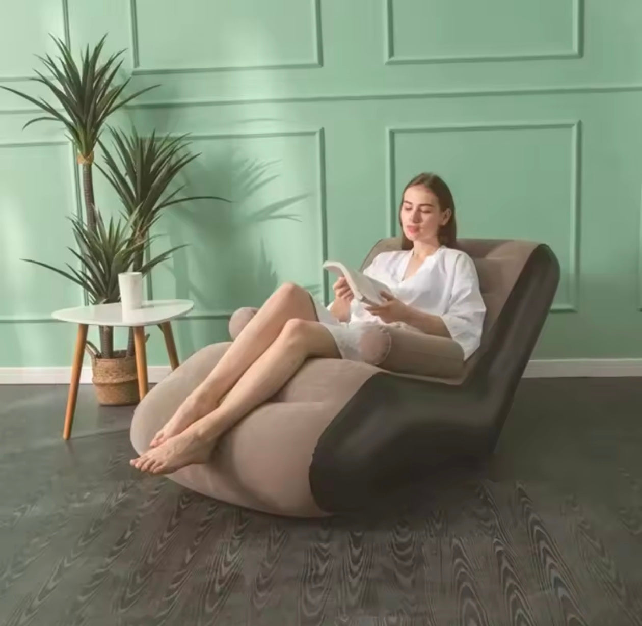 Folding Inflatable Sofa with Armrests Thickened PVC Soft Lazy Sofa Bed