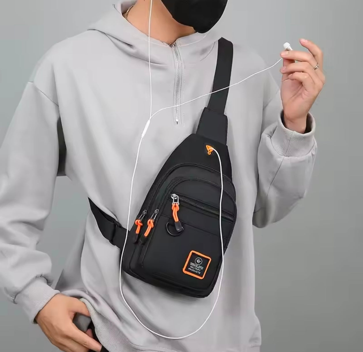 Tactical USB Charging One Shoulder Backpack Camping Crossbody Bag