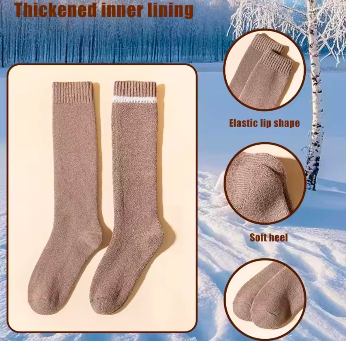 3 Pairs Wool Calf Socks, Thick And Warm