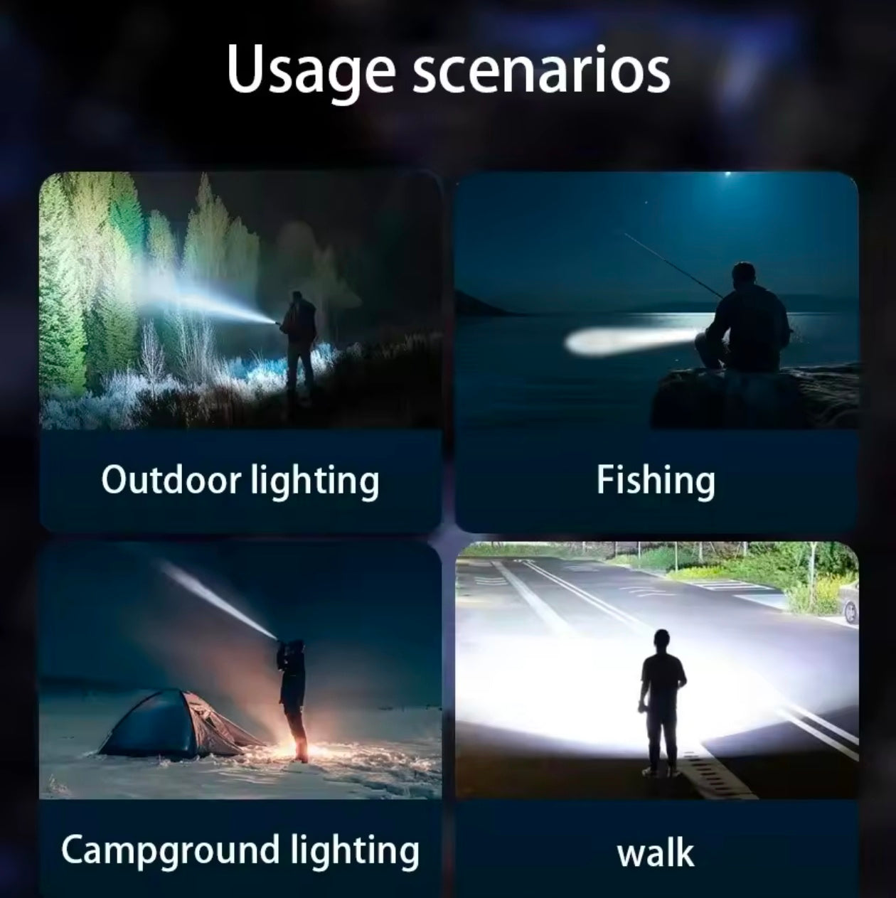 Hiking Camping Mini Torch 6 LED Flashlight TYPE-C Rechargeable