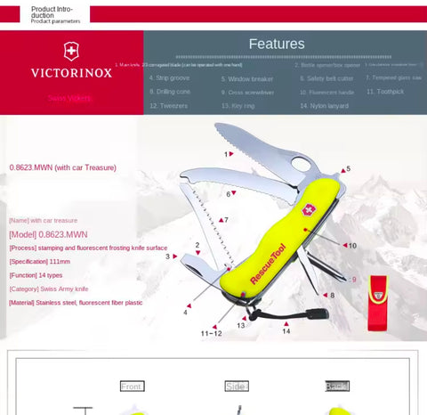 Rescue Tool Knife Handle tool with car treasure