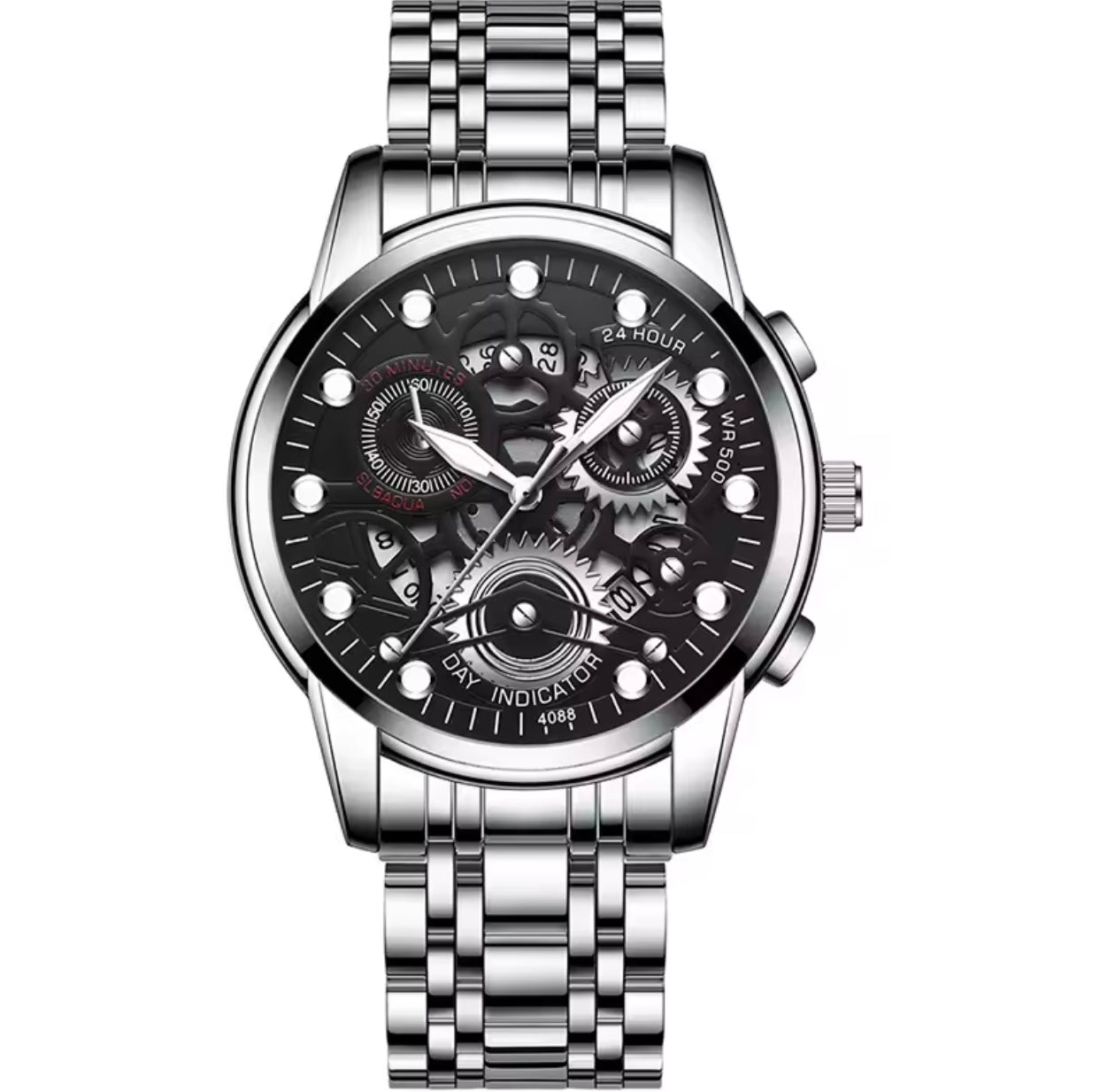 Skeleton Stainless Steel Luxury Trendy Quartz Watch