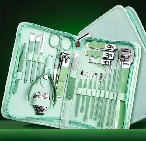 22Pcs Manicure Nail Clipper Cutter Care Pedicure Dead Skin Pliers Tools With Case