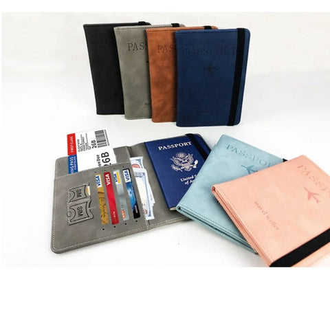 Passport wallet RFID Blocking Leather Card Case Passport Holder