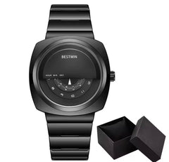 Best win Hollow 3D Carved Bezel Stainless Steel Business Wrist Watch