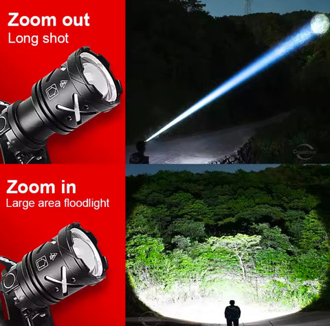 Long range Rechargeable Zoomable Headlight Waterproof 18650 bettery