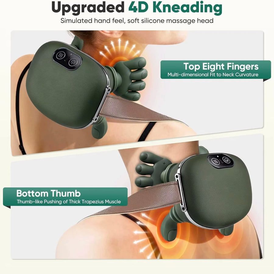 Shoulder and Neck Massager, 4D Bionic Heated Massager, Neck Massager with Fingers