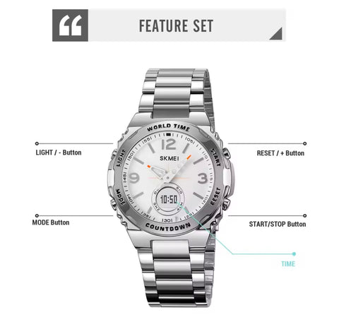 SKMEI 2310 Stainless steel Reloj Hombre Waterproof Electronic Watch