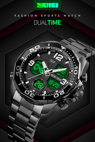 Skmei 1649 Dual Time Sports watch Chrono alam clock