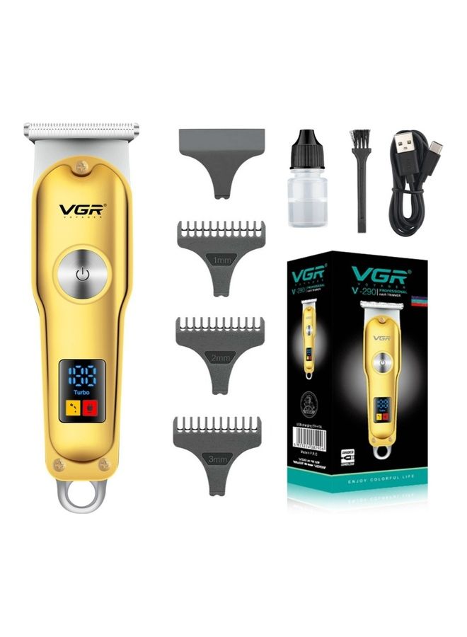 VGR V-290 Digital Display Professional Cordless Hair Clippers Cutter Rechargeable Wireless Hair Grooming Set Beard Trimming Beard Styling Rechargeable Li-ion Battery 600mAh 120 mins Runtime - Golden