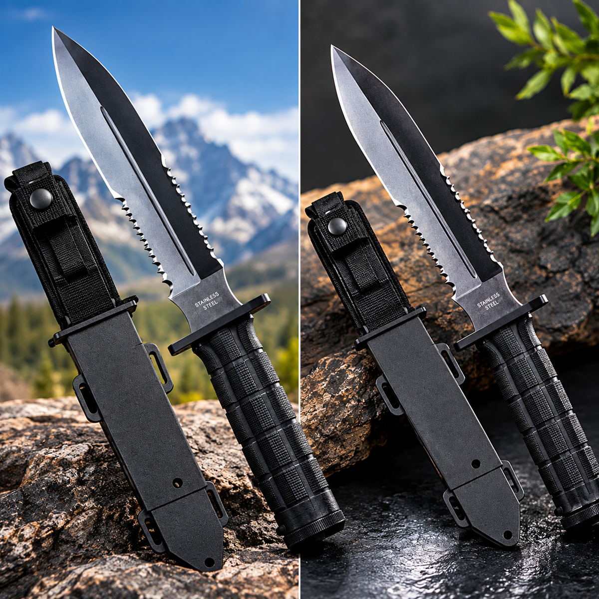 Columbia 5568A Dagger Dual Edge Sharp Hunting Knife With Belt Carry Sheath Blade 7.5 inch