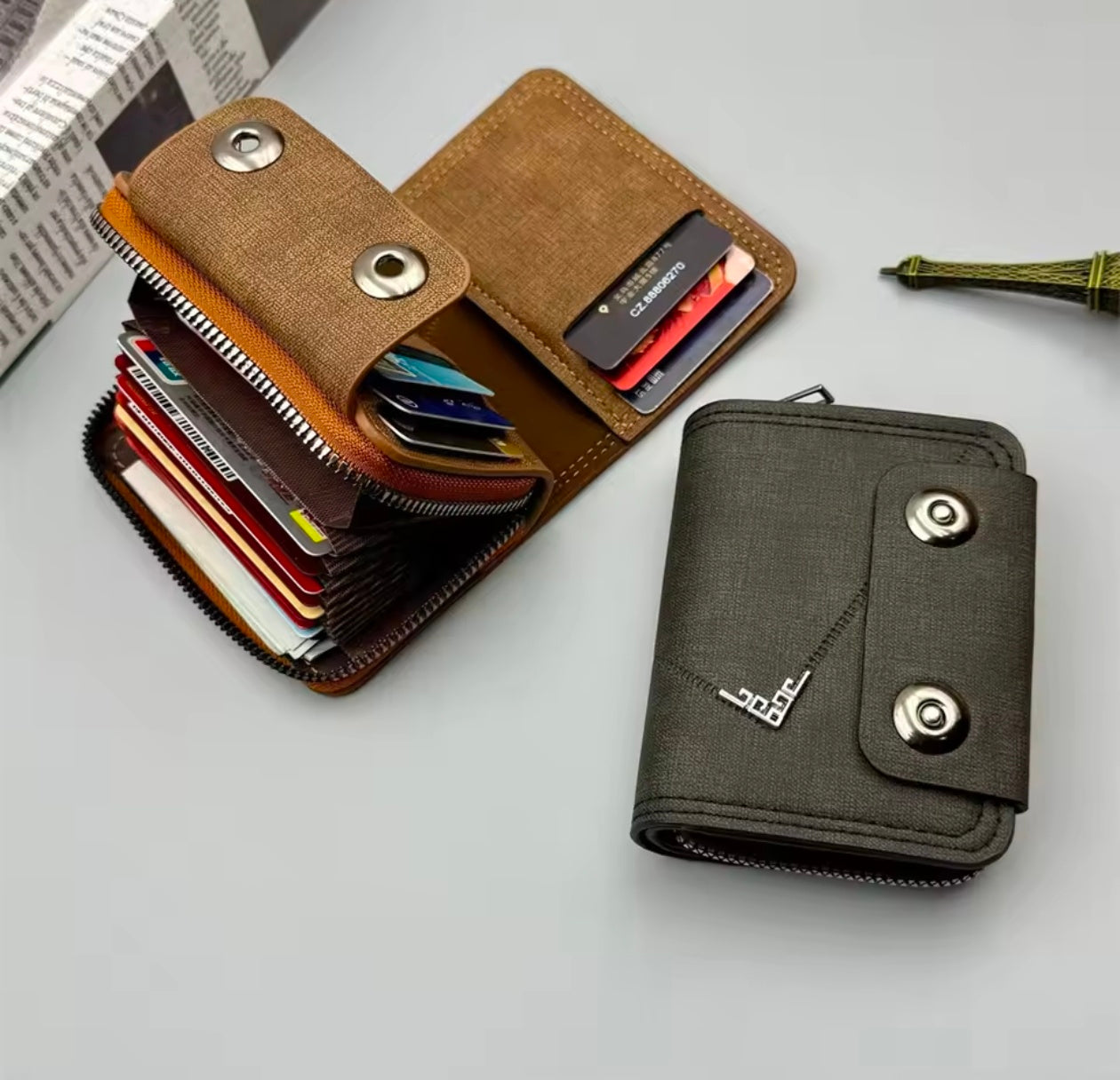High-Quality Leather Wallet with Double Buckle