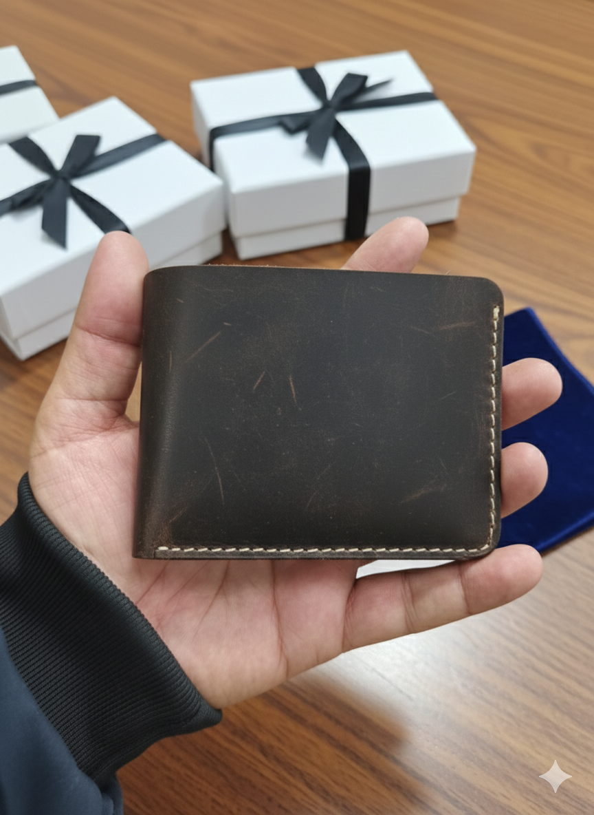 Genuine Leather Slim Card holder wallet | Crazy Horse