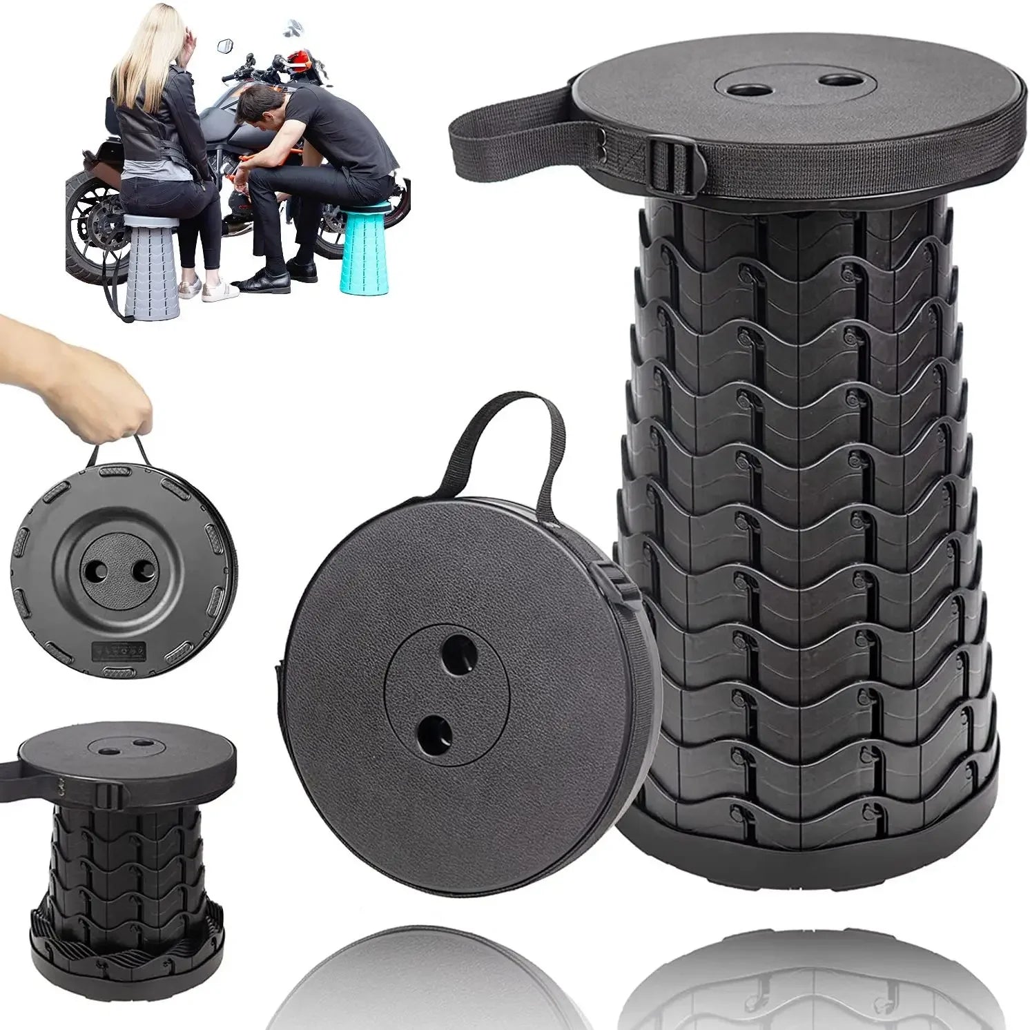 Portable Retractable Foldable Stool with Load Capacity of 400lbs for camping & Umrah hajj