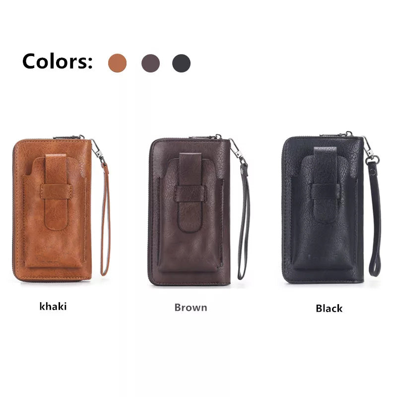 Double zipper Universal Long Wallet Large Capacity Multi Zipper pockets for Mobile
