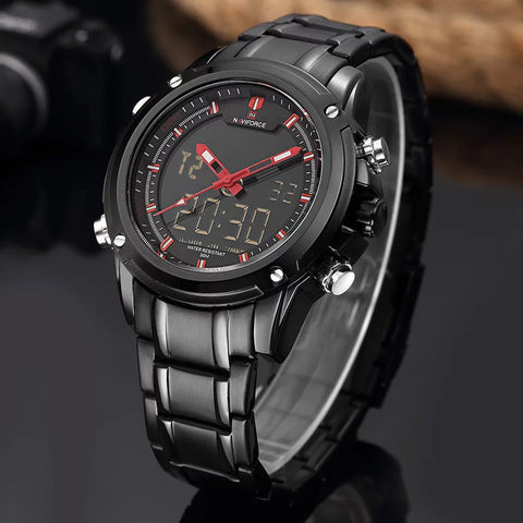 NAVIFORCE Brand Steel Waterproof Dualtime Watch