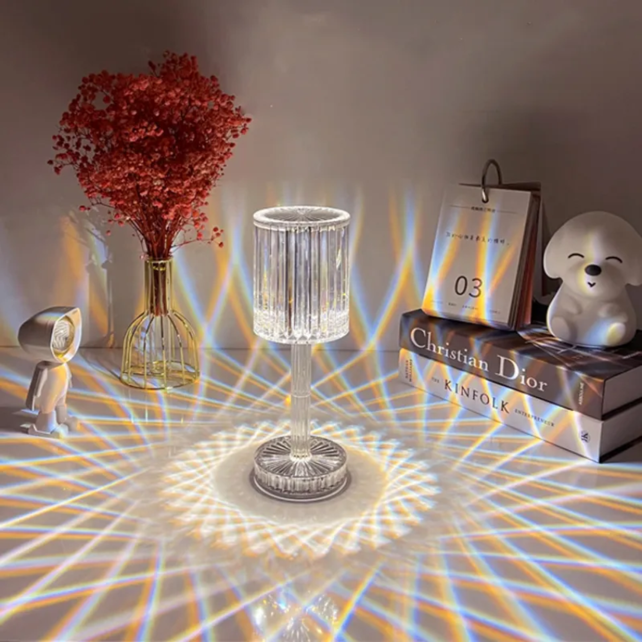 LED Night Light Crystal Lamp Projection Light USB Charging