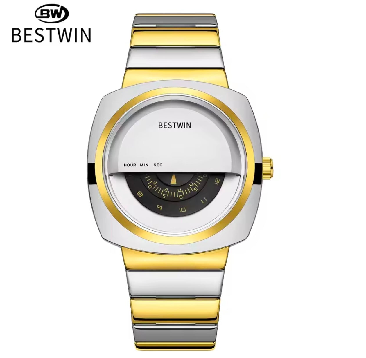Best win Hollow 3D Carved Bezel Stainless Steel Business Wrist Watch