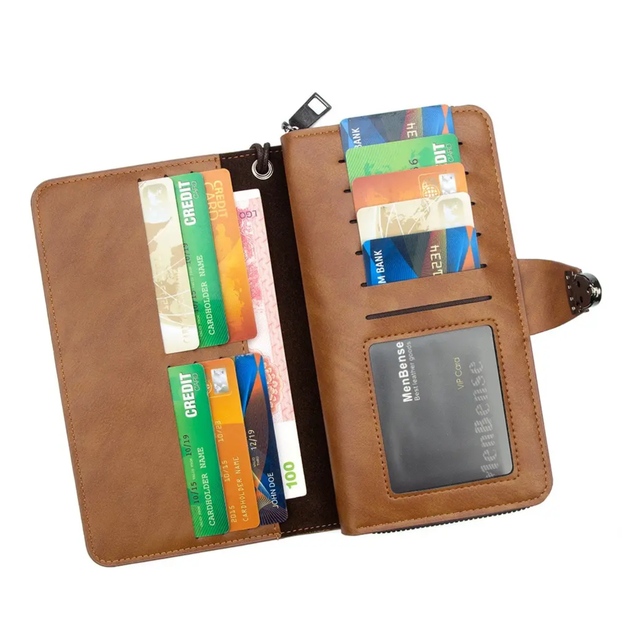 MBS PU Leather Long Zipper Business wallet & multi Card Holder