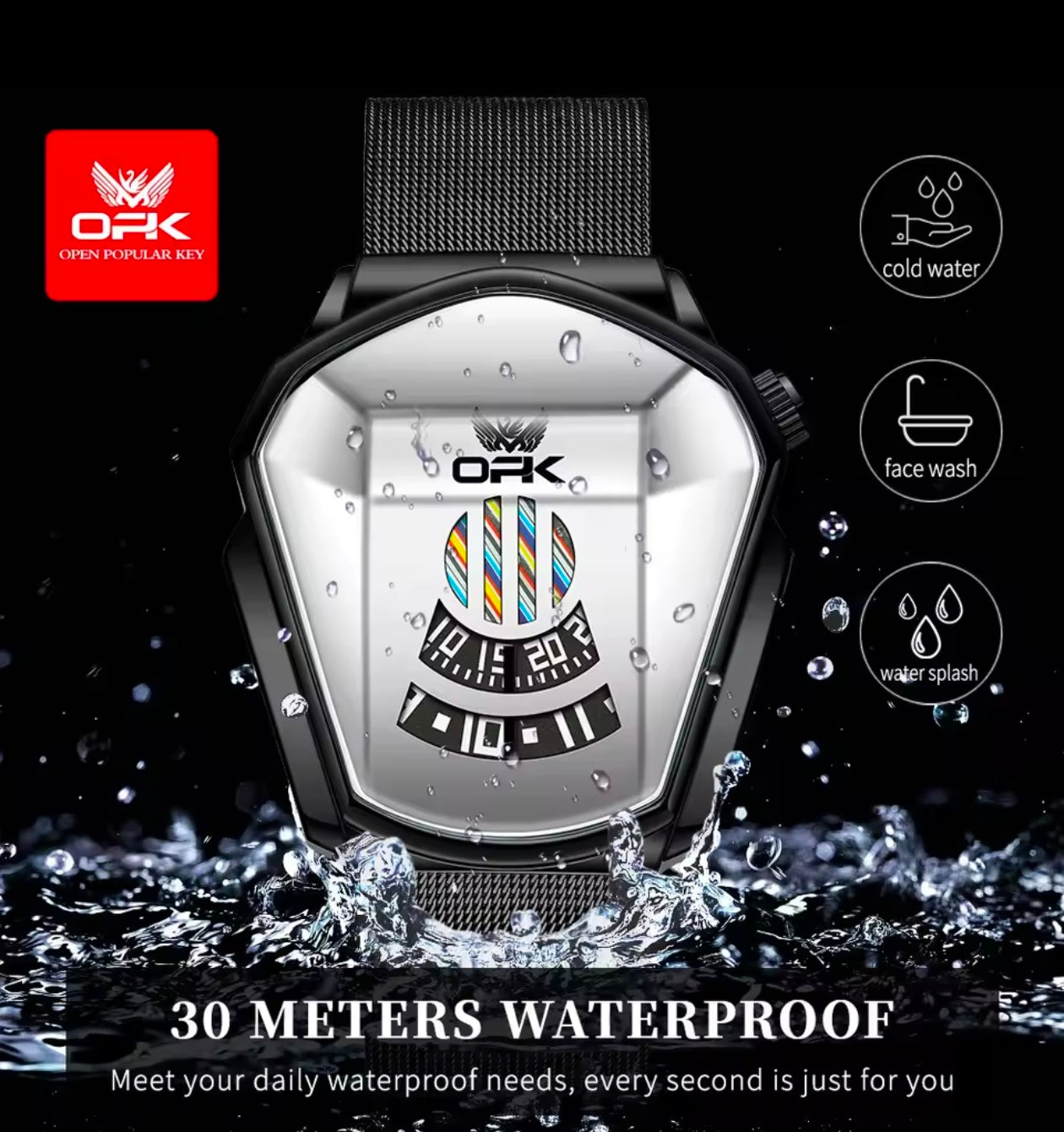 OPK Quartz Stainless Steel Luminous Waterproof Watch