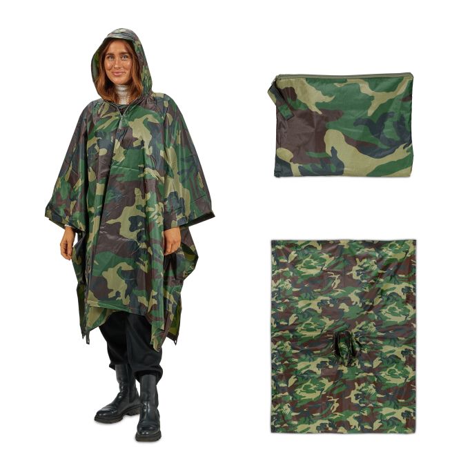 Hooded Rain Poncho Waterproof Raincoat Jacket