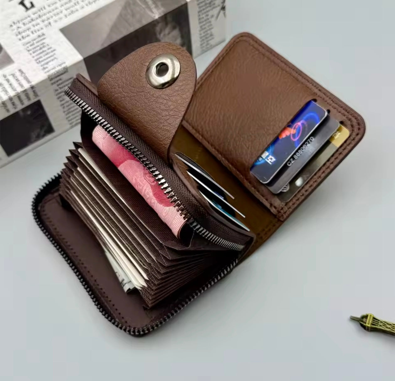 Baellery Business zipper Pu Leather vintage wallet
