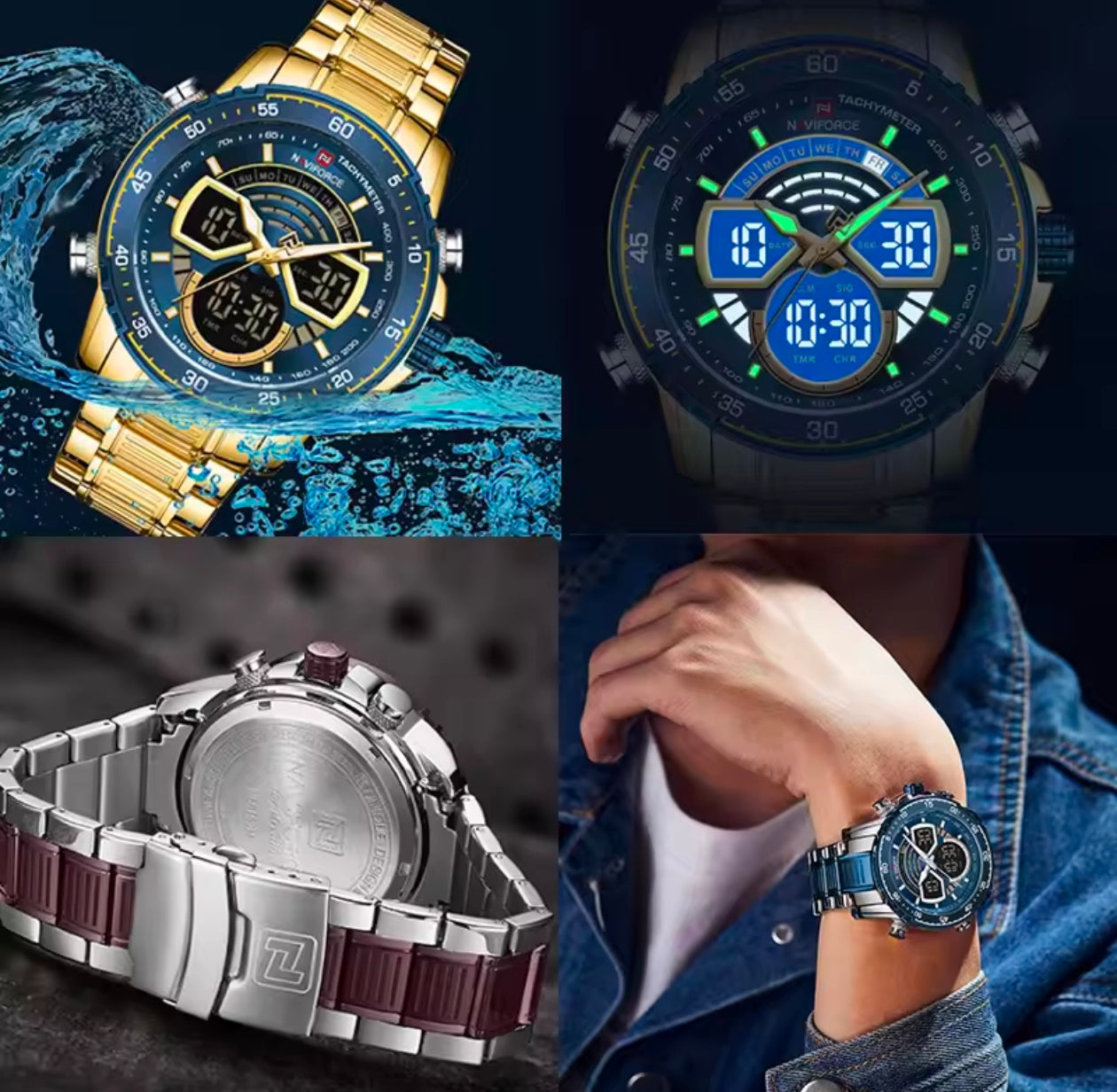 NAVIFORCE Fashion Men's Luxury DUAL time Quartz Watch