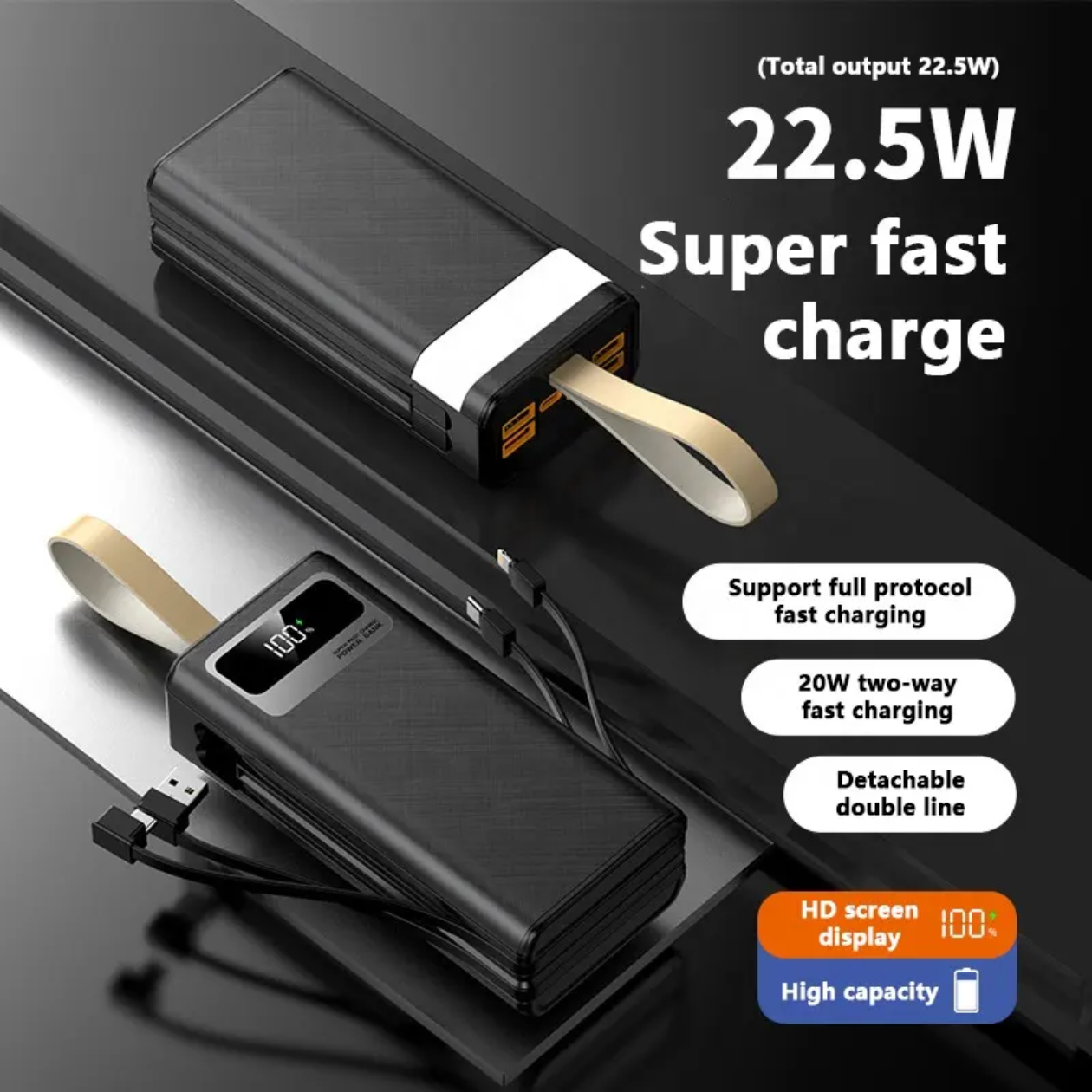 30000mah G Gold Super fast All in 1 LED Power Bank