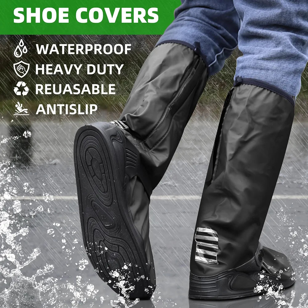 Premium Waterproof Rain Boot Shoe Cover with Zipper & Reflector, for Women & Men