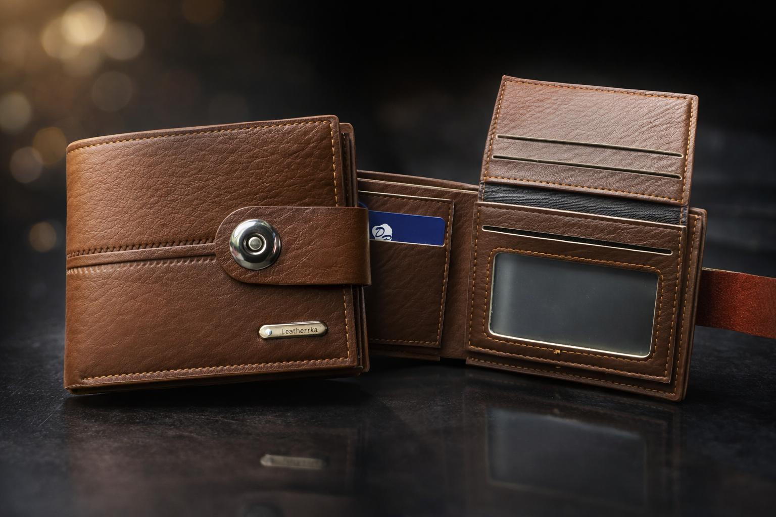 Premium Quality Genuine leather Wallet Magnetic Button
