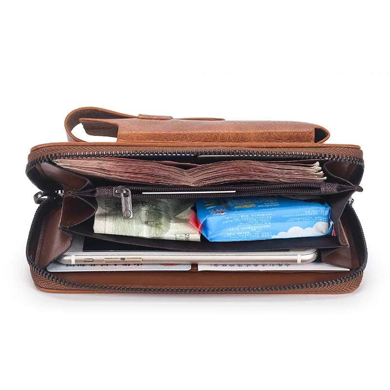 Double zipper Universal Long Wallet Large Capacity Multi Zipper pockets for Mobile