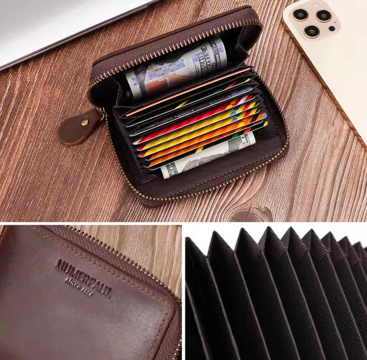 KAVIS 100% Genuine Leather Multi Card Slot Wallet