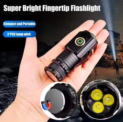 Rechargeable Led Flashlight Built-in 18650 Lithium Battery Waterproof Usb Rechargeable Long Range Torch
