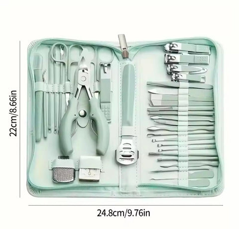 22Pcs Manicure Nail Clipper Cutter Care Pedicure Dead Skin Pliers Tools With Case