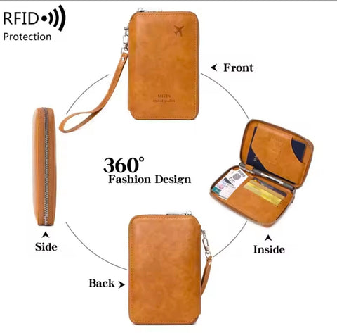Passport Wallet Cover RFID Blocking Card Holder Zipper (best for gift)