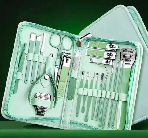 22Pcs Manicure Nail Clipper Cutter Care Pedicure Dead Skin Pliers Tools With Case