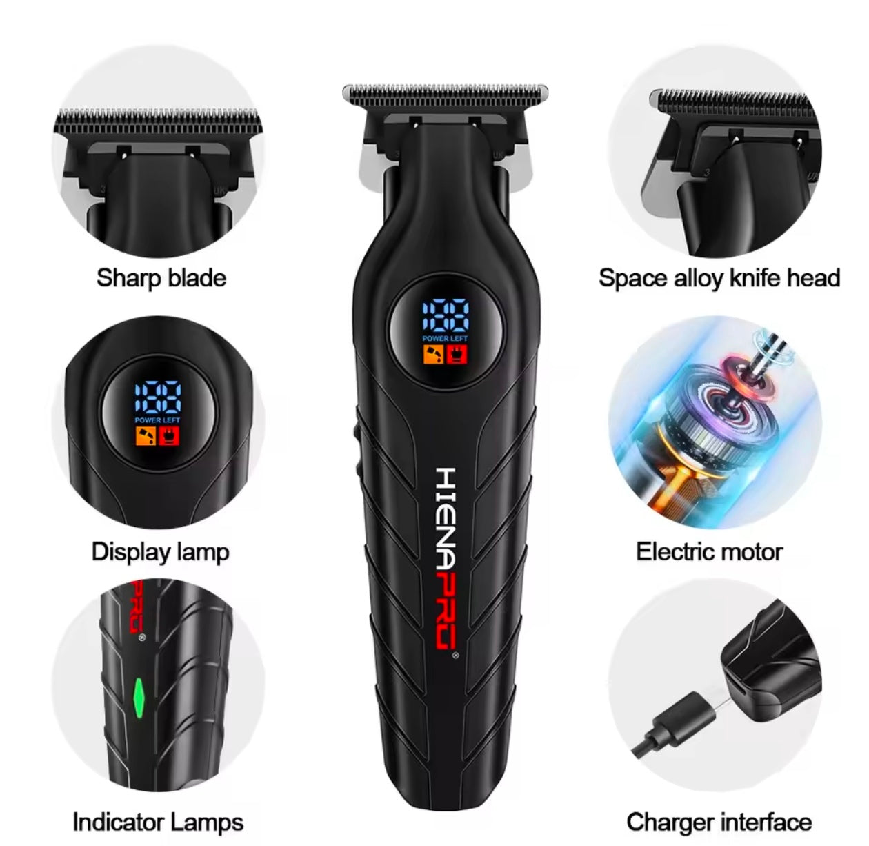 Daling Pro Hair Clippers Intelligent LED Display Hair Cutting Machine Strong Power Professional Hair Beard Trimmer