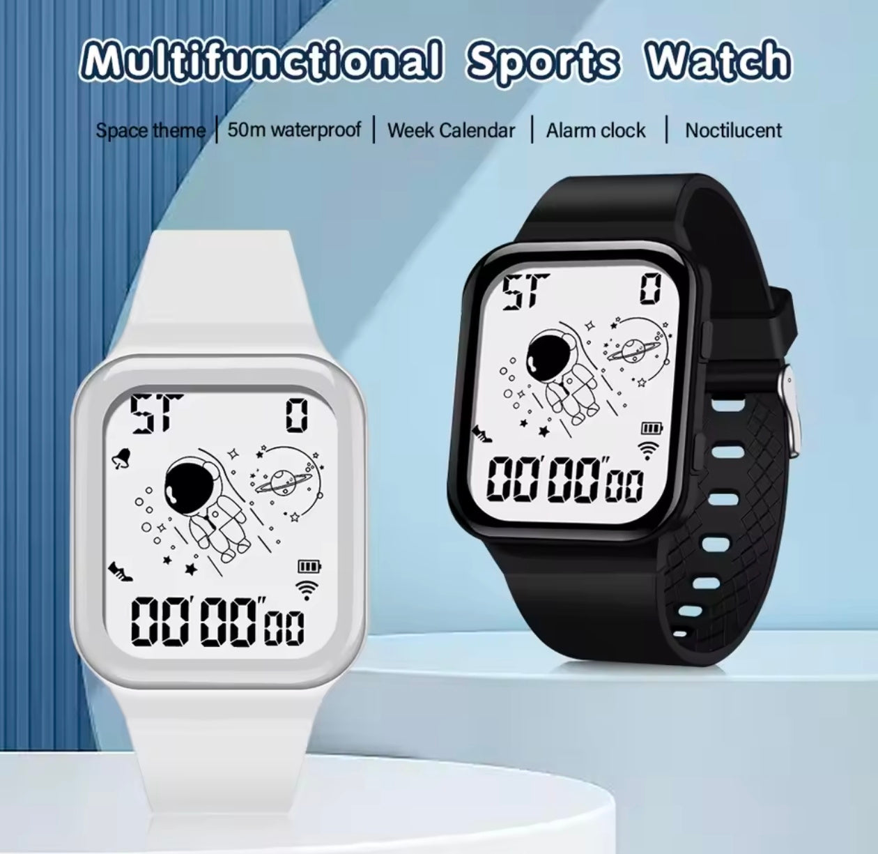Creative Astronaut LED Digital Watch For Men Women Alarm Sport Waterproof Luminous Watch