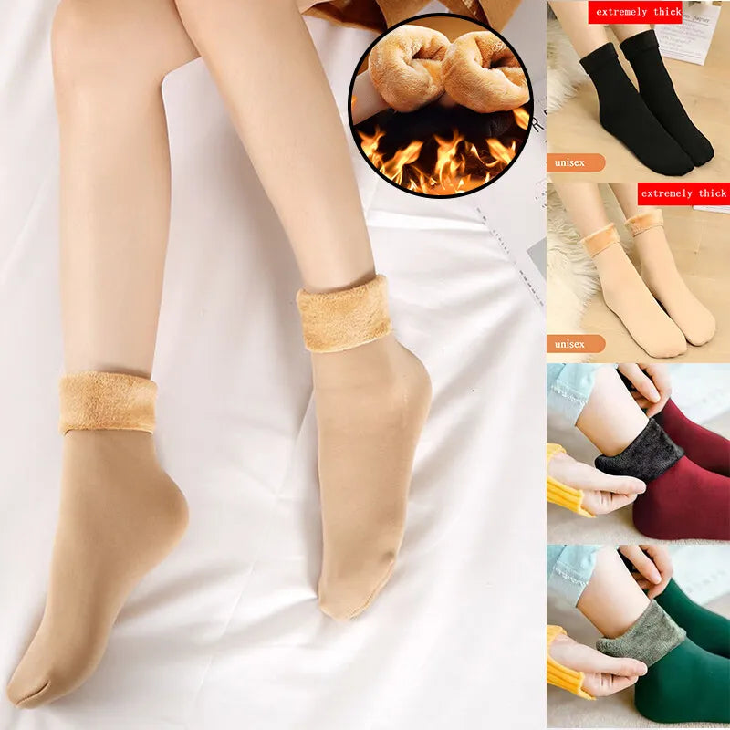 4 Pairs New Winter Cashmere Plus Velvet Fleece Socks for Women & Men