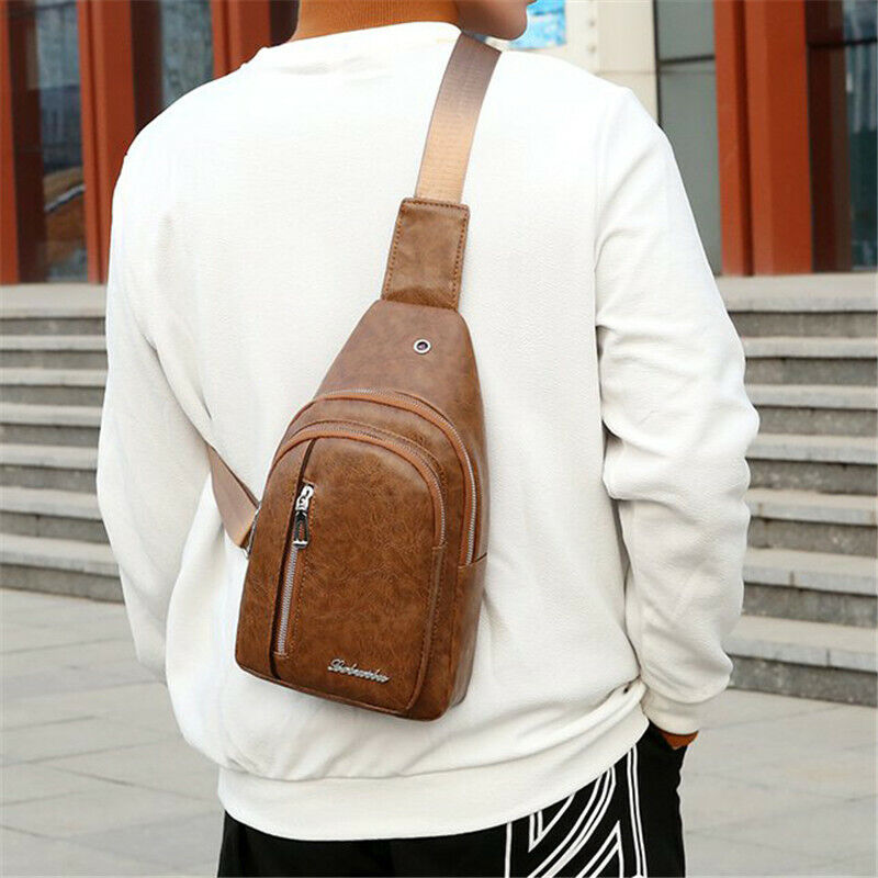 Crossbody Bag Vintage Chest Bag Branded Fashion Casual Men Crossbody Leather Casual Backpack