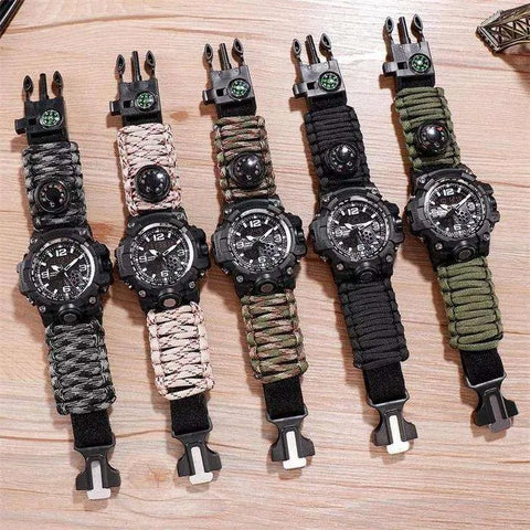 Russian Yuzex Outdoor Survival Paracord Waterproof Military Watch 6 in 1 Multi Functional