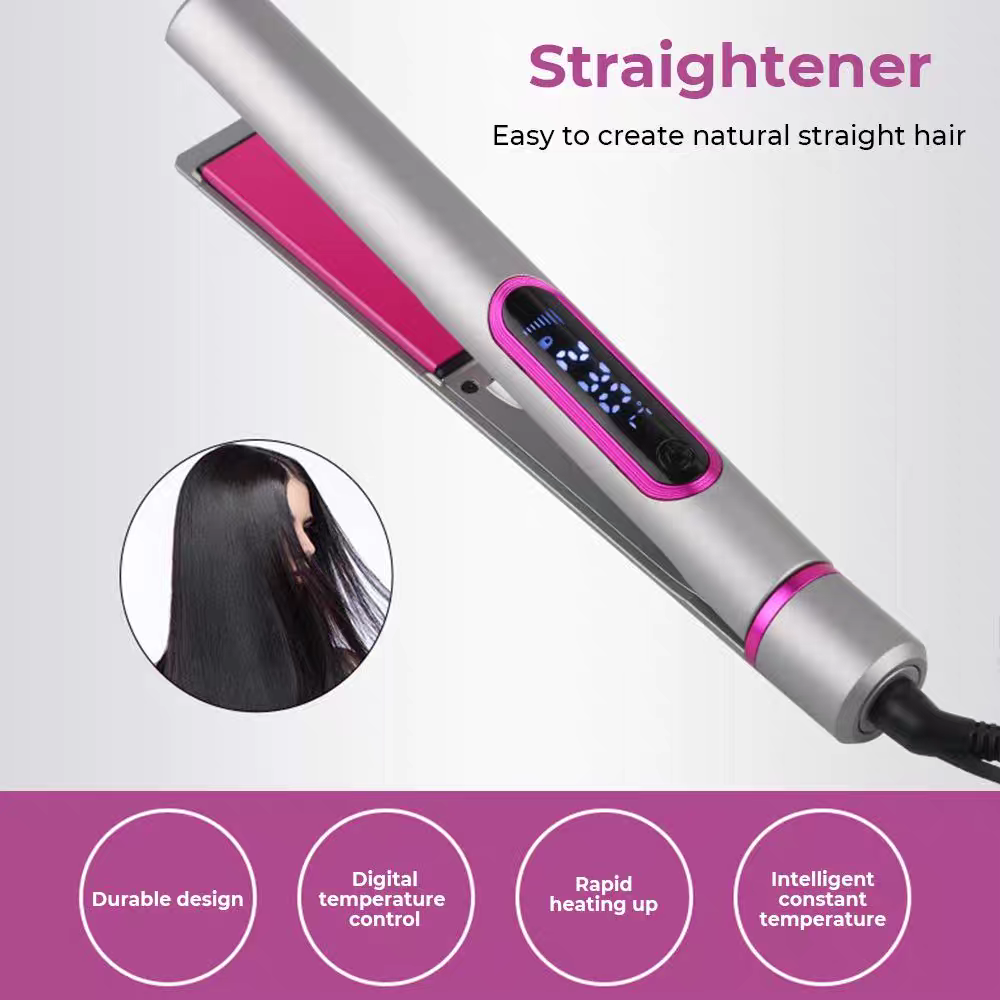 Professional Flat Iron Hair Straightener Digital LCD Ceramic & Titanium