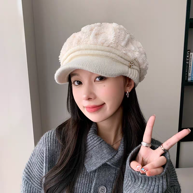 Ladies Winter Stylish Cap - Female Velvet Warm Woolen Cap