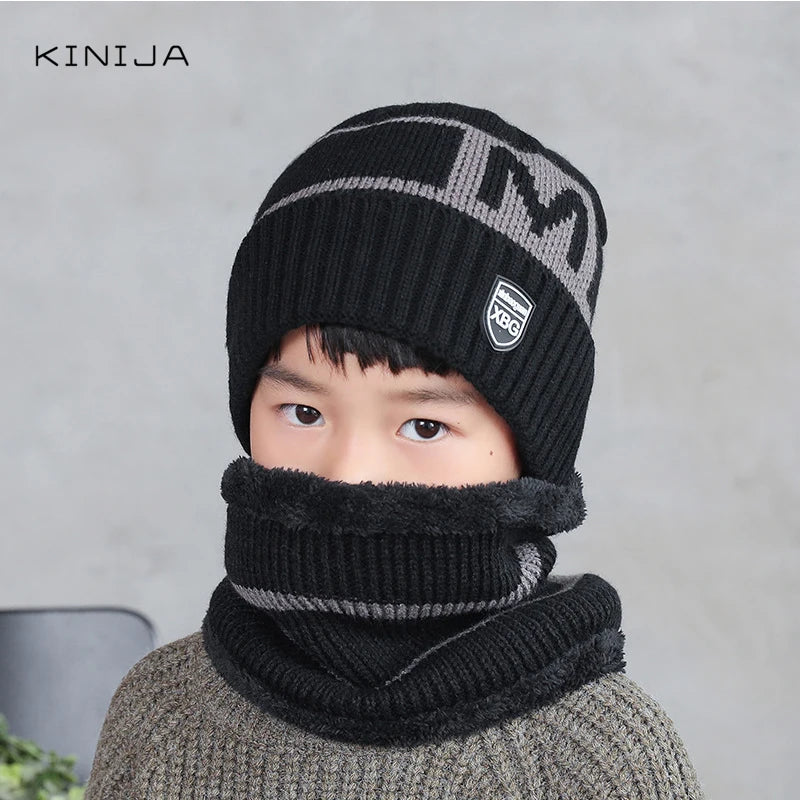 Men Winter Velvet Cap with thick Muffler