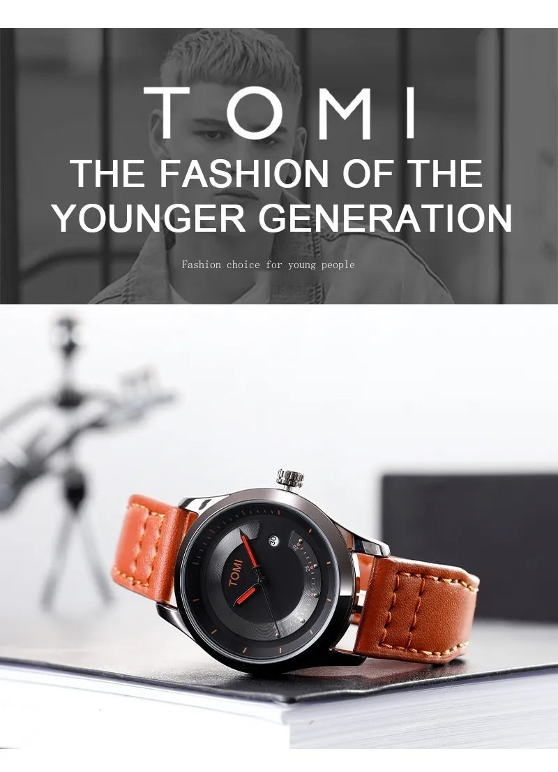 Tomi T099 Dial Leather Strap Watch Waterproof