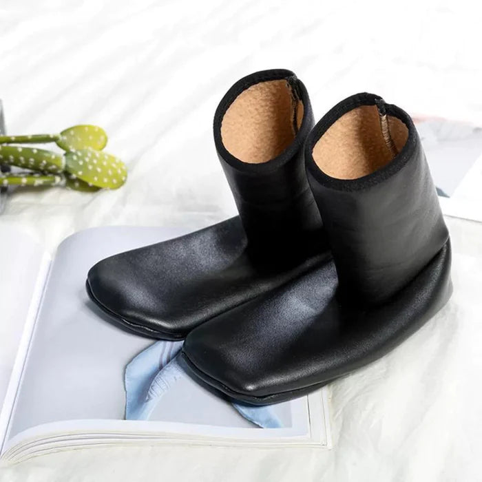 1 Pair Winter Warm PU Leather Coral Fleece Thermal Boot Slipper Socks For Men Women Children