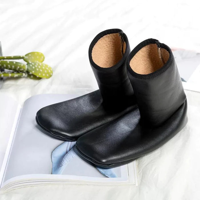 2pair Winter Warm PU Leather Coral Fleece Thermal Boot Slipper Socks For Men Women Children