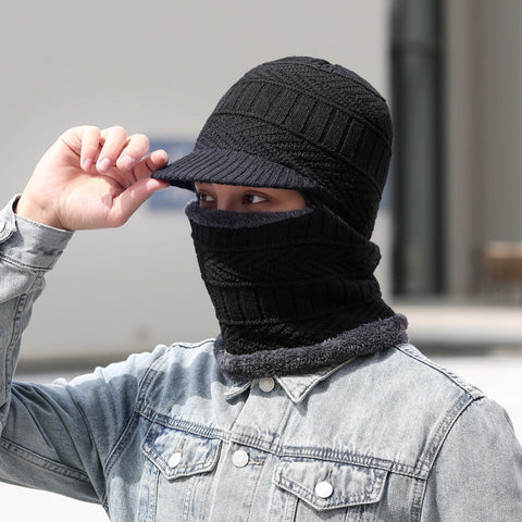 -5° Winter Wool Warm Hats Skullies Beanie Hat Men Women Wool Scarf Caps